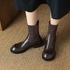 Krazing Pot Микрофибра Осенне-зимняя обувь Толстый средний каблук Размер 43 Ботинки челси Вязаный сзади Эластичные ботильоны