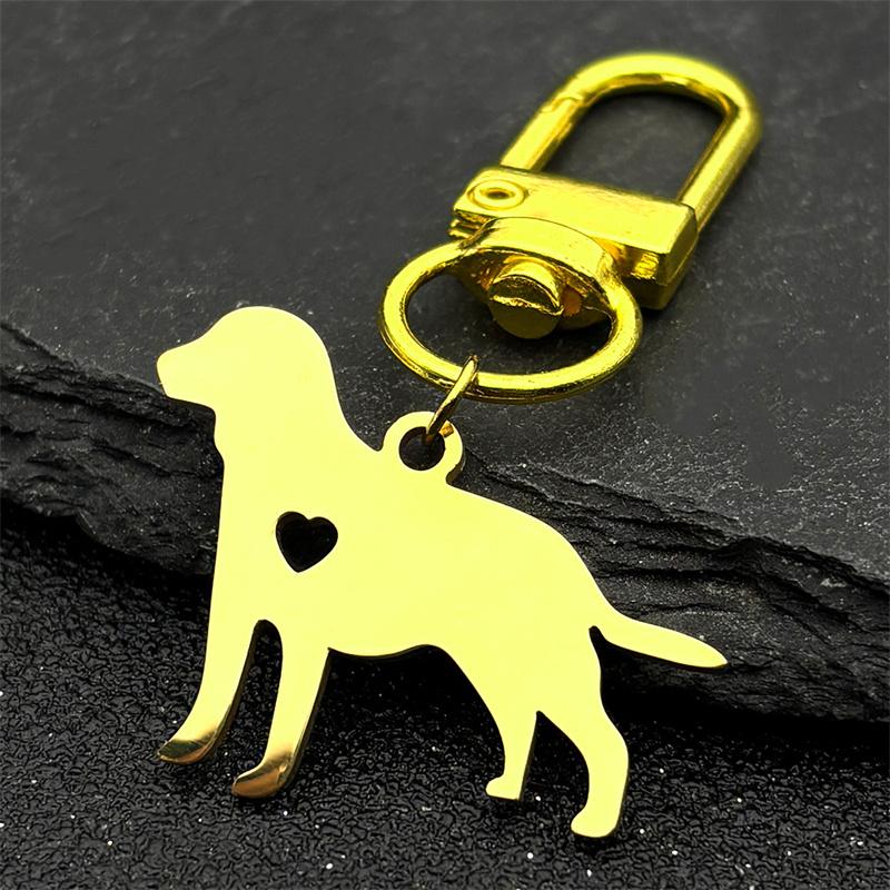 Cute Dog Puppy Heart Labrador Keychain Women Men Stainless Steel Gold Silver Color Animal Pet Lover Family Keyholder Jewelry