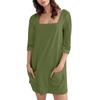 Женское модное повседневное однотонное короткое платье с квадратным вырезом и рукавом 3/4