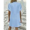 YYFS Женская мода лето весна однотонный принт короткий рукав воротник поло свободная талия повседневные платья