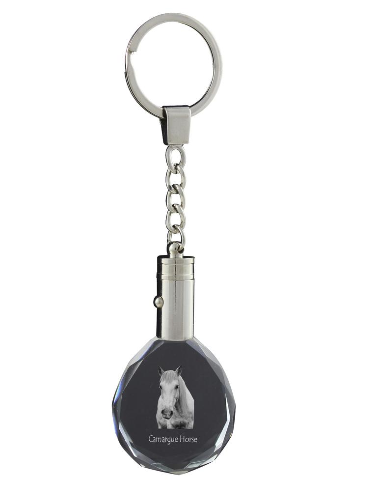 Camargue Horse – Pendant with a picture of a horse, crystal key ring in a gift box | Art-Dog