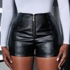 Шорты из искусственной кожи, женские универсальные кожаные брюки А-силуэта с высокой талией, повседневные базовые брюки-ботфорты