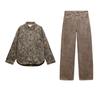 Spring New Women's Clothing Leopard-Print Shirt Outwear 5520264 High Waist Loose Denim 6688241
