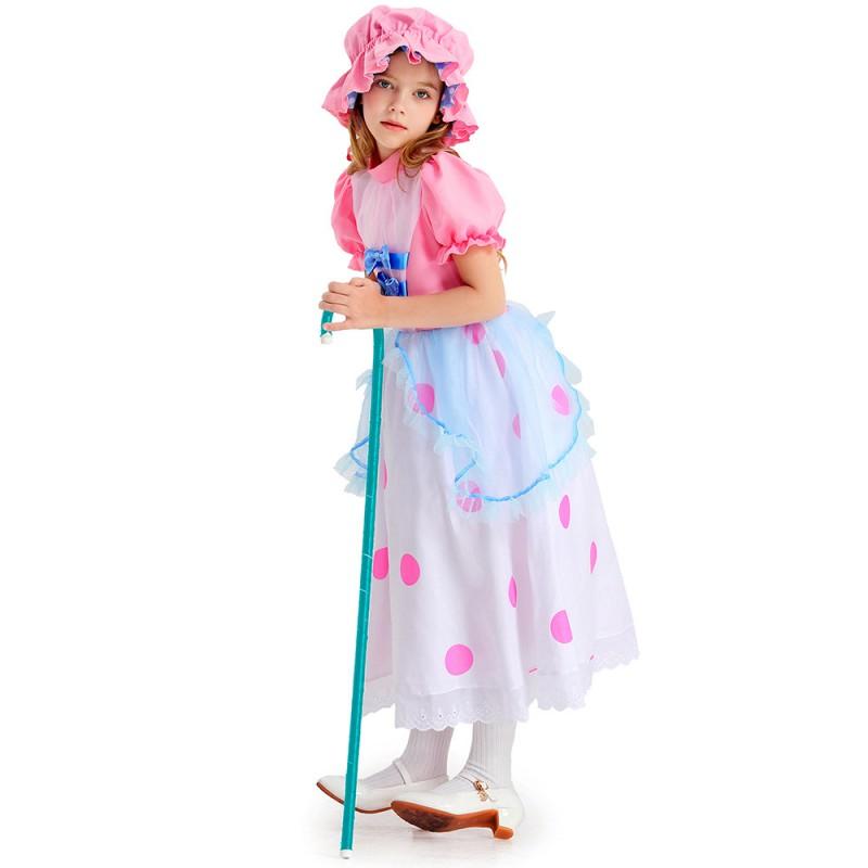 Pink Polka Dot Princess Costume Girls Halloween Party Cosplay Dance Outfit Ages 3-8 Years