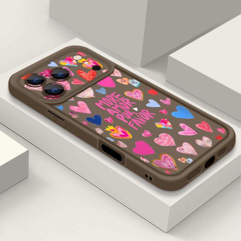 Heart Print Pattern Phone Case For iPhone Air 17 16e 16 15 Pro Max 16 14 Plus 13 12 11 Pro Max 7 8 Shockproof Soft TPU Silicone Cover