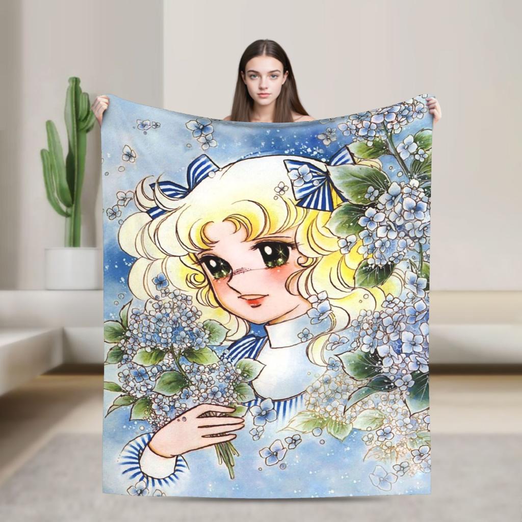Candy Candy Cartoon Flannel Blanket Anime Fashion Throw Blanket for Sofa Bedding Lounge 125*100cm Quilt