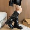 Cool Wasteland Wind Pile Boots Women's Autumn Boots Women's Belt Buckle Height Increasing Skinny Medium Boots Wide Pants Tube Boots