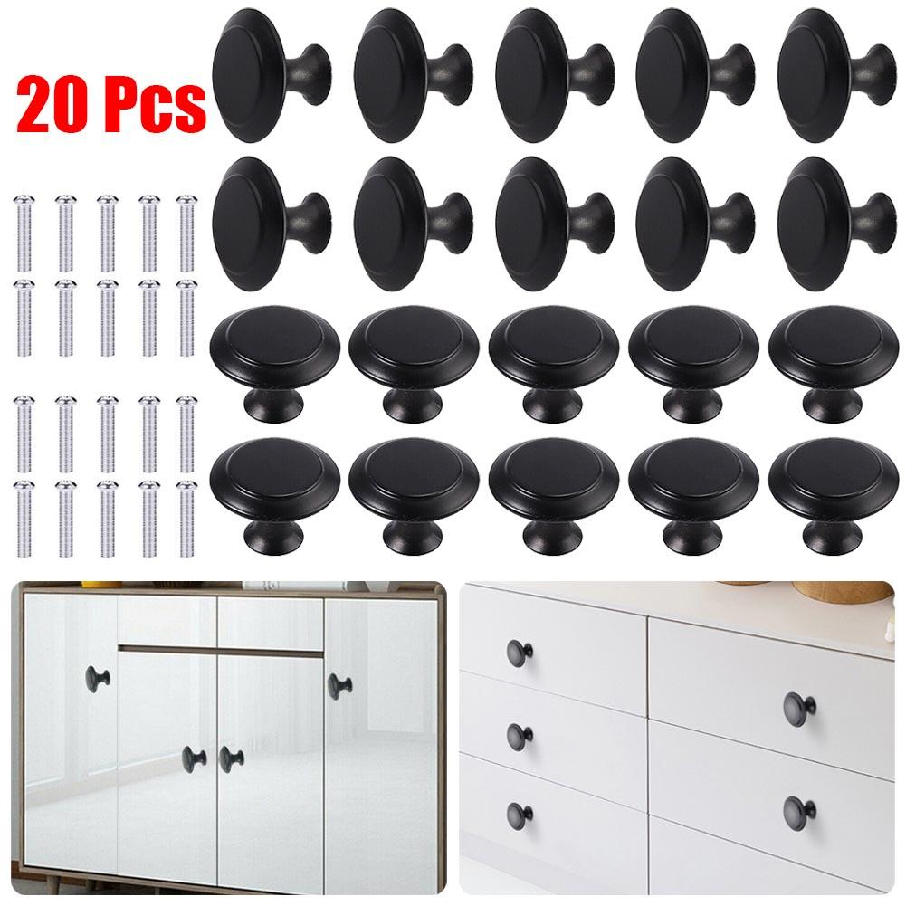 20pcs Vintage Cabinet Handles Drawer Knobs Black Single Hole Drawer Pulls Furniture Cupboard Closet Door Handles Hardware