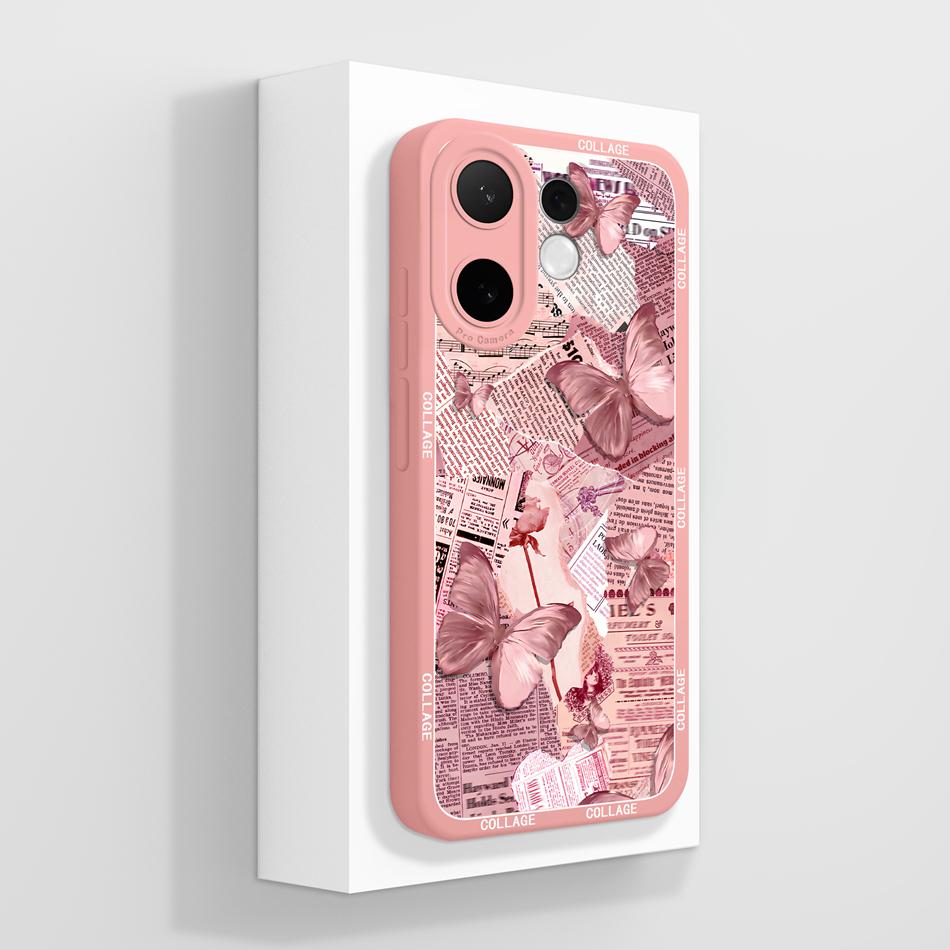 For Vivo V60 Lite Case Candy Painted Flower Phone Back Cover For Vivo V 60 Soft Liquid Silicone Anti Drop Full Protection Bumper