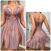 Ladies Summer Sexy Mesh See-through Lace Embroidered Sling Pajamas