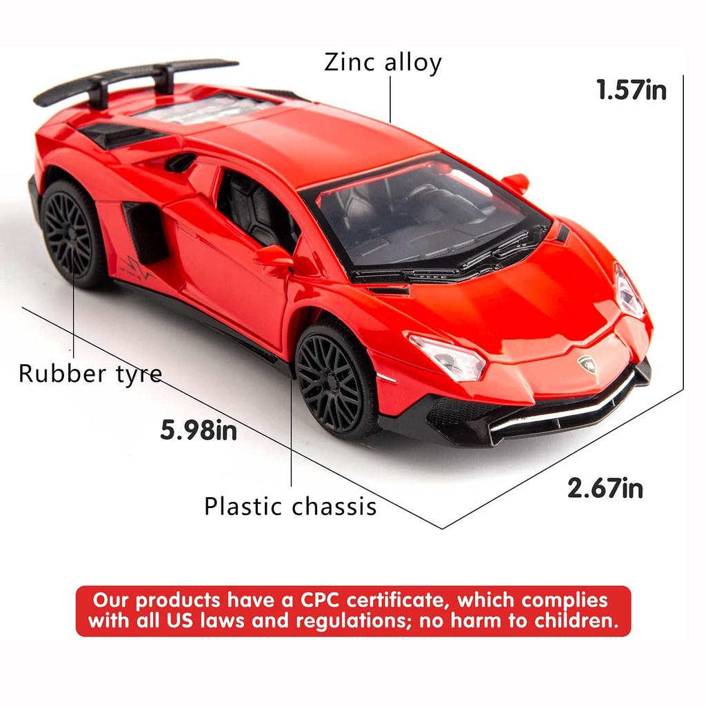 1:32-масштабная модель Lambo LP750, автомобиль с откатным механизмом, звуком и светом для детей, мальчиков и девочек, металлический корпус, открытая дверь