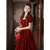 French toast dress bride 1011 wedding art test red engagement dress skirt high-end light luxury niche high-end fairy