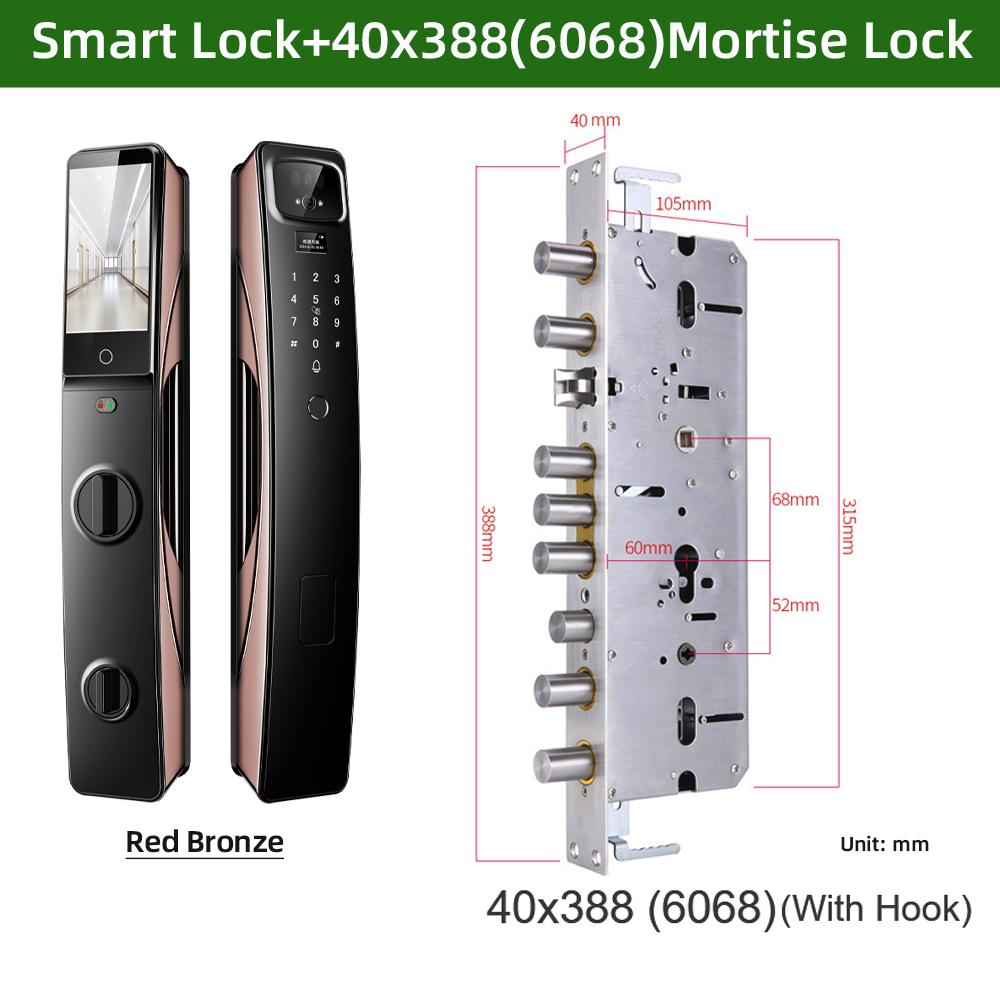 RAYKUBE Fully Automatic Tuya WiFi Smart Lock, Video Intercom, Remote Unlocking, Face Recognition