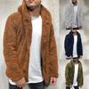 Men's Autumn Winter New Hooded Pure-Colour Loose Casual Plush Jacket