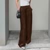 Women's Ins Trendy Women High Street Wide Leg Trouser Vintage Zipper Loose Solid Color Pants Button Trouser Casual Women's Pants With Pockets
