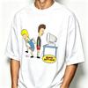 Modal Unisex Tshirt Beavis And Butthead Retro Cartoon Scene Graphic Print Oneck Short Sleeve Streetwear Loose Casual Daily Tops