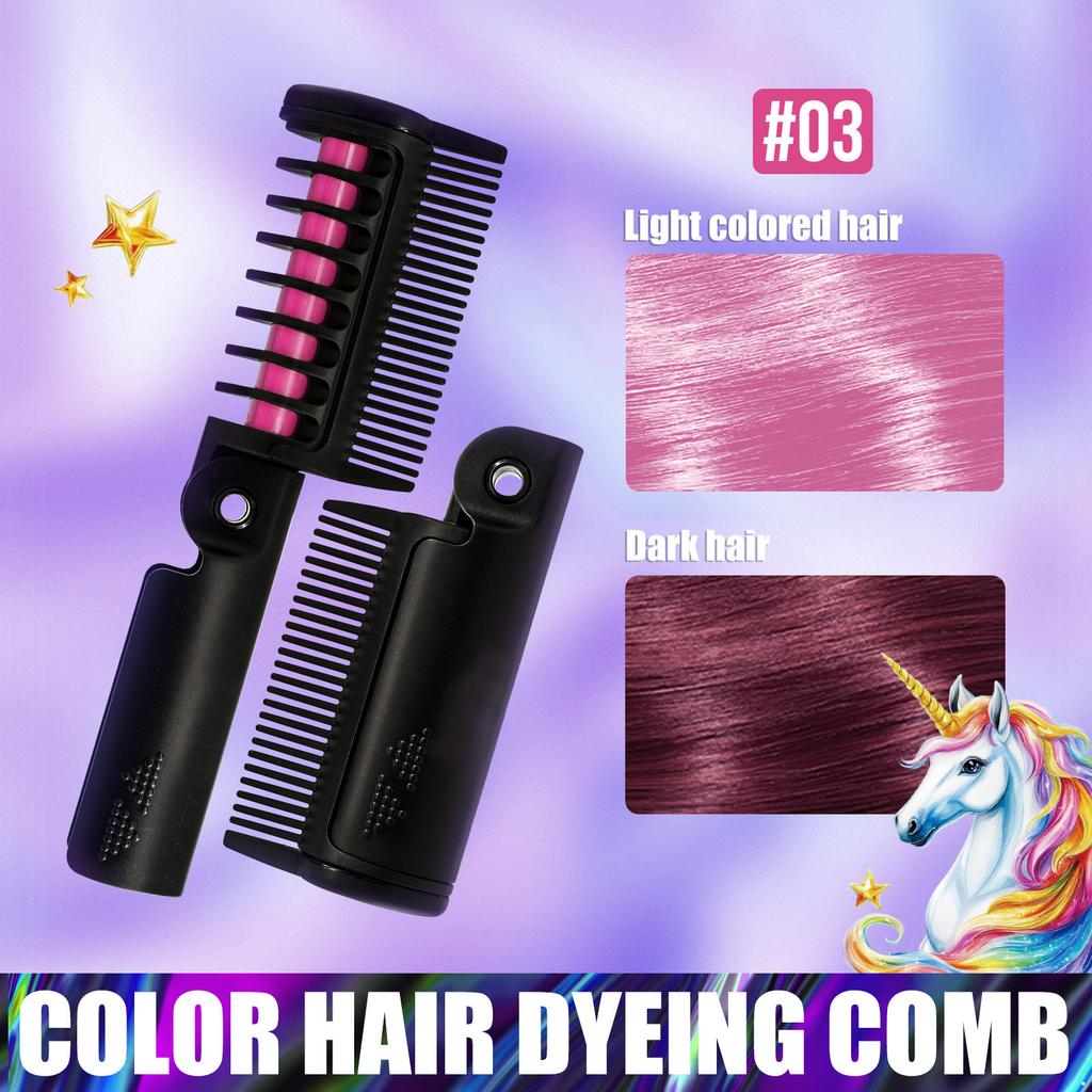 Temporary Hair Color Comb with Foldable Design for Quick Bright Hair Chalk Styling Non Toxic Washable Colorful Hairbrush for Adults Halloween Cosplay