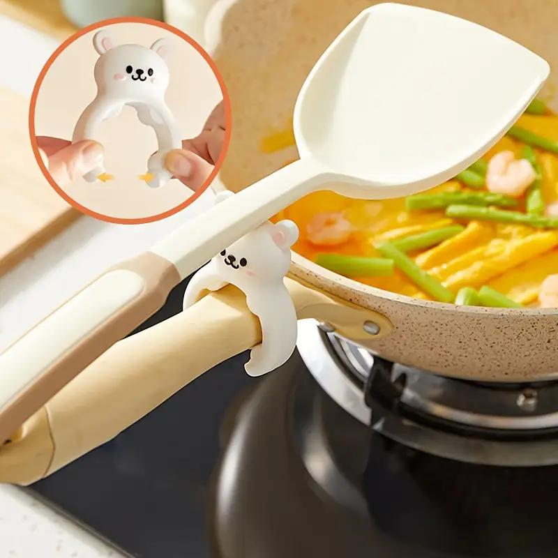 1 шт. Кролик Портативный Силиконовый Зажим для Крышки Кастрюли с Защитой от Перелива, Защита от Ожогов, Подставка для Ложки, Опорная Стойка, Кухонный Универсальный Зажим для Лопатки