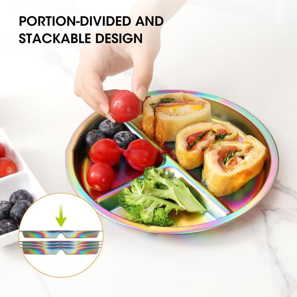 Ослепительная тарелка для контроля порций Многоразовый 3-секционный поднос для еды 3 отделения Посуда Ланч