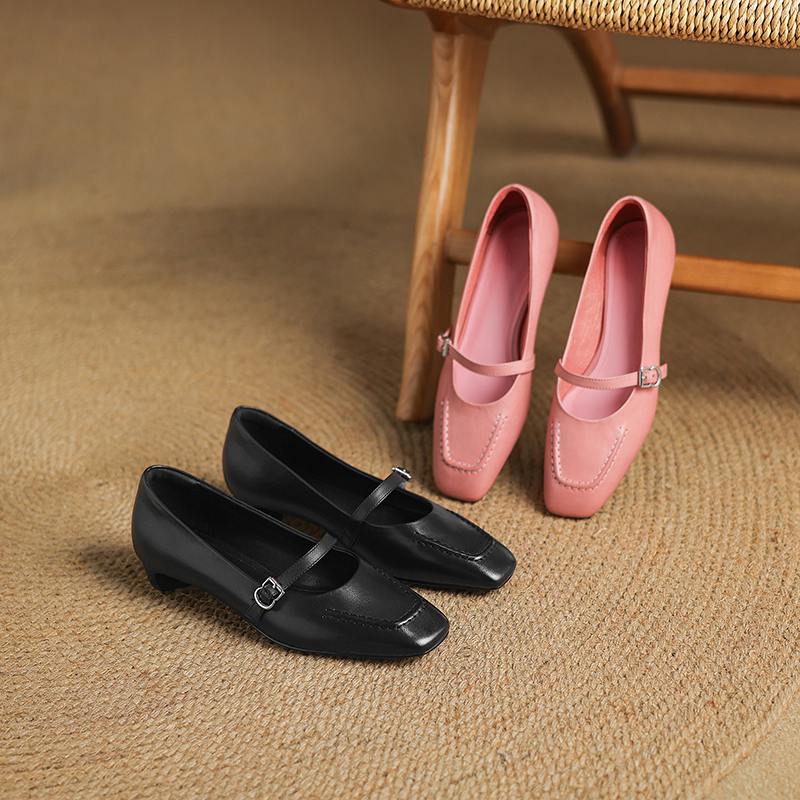 Krazing Pot Коровья кожа весна лето размер 41 низкий каблук женские легкие туфли квадратный носок неглубокие туфли-лодочки