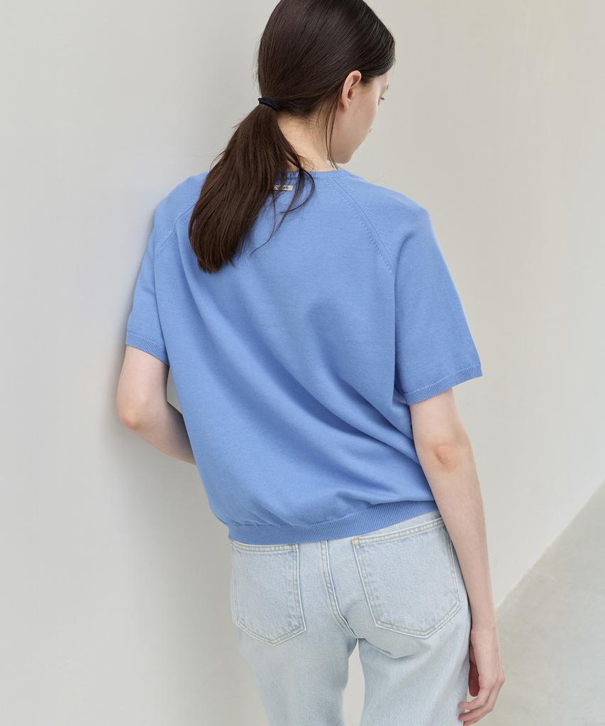 Вязаный джемпер Leuba Fresh Cotton с V-образным вырезом - Цвет «Гавань»