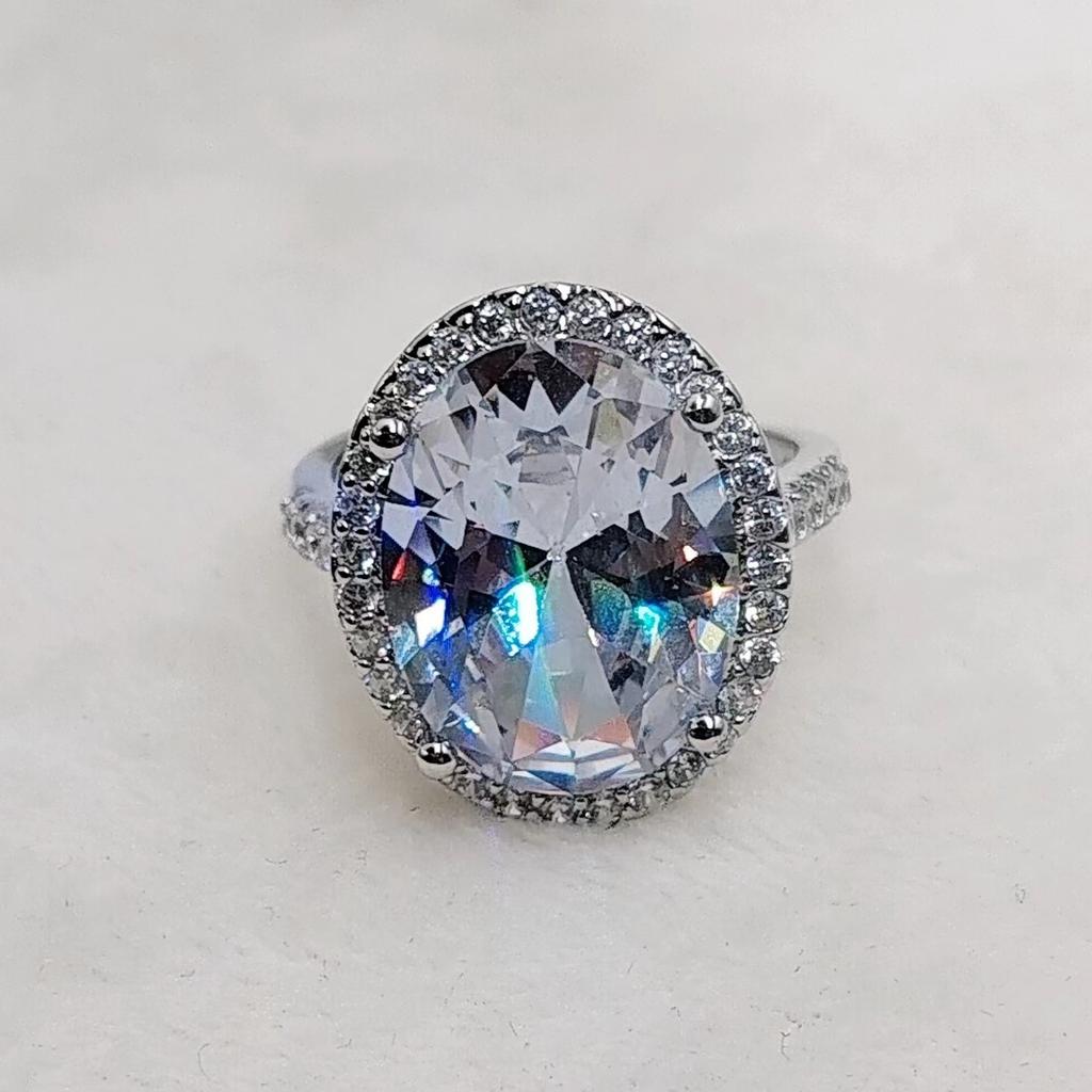 Coconut Round Pigeon Egg Multi-Color Zirconium Ring Women'S Gold-Plated Luxury Inlaid Imitation Colored Treasure Diamond Fashion Live Ring