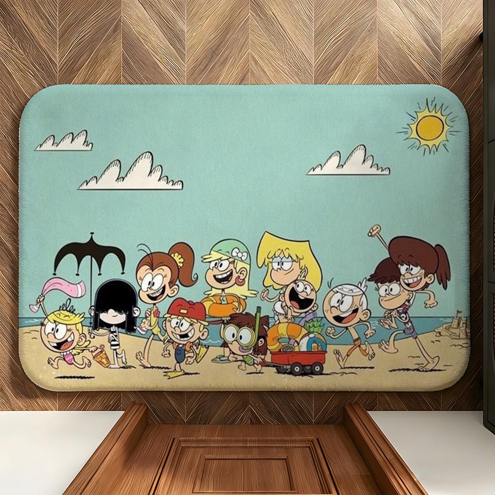 Cartoon T-The L-Loud H-House Floor Mat Soft Flannel Floor Mat Suitable for Entryways, Living Rooms, Bedrooms, and Bathrooms