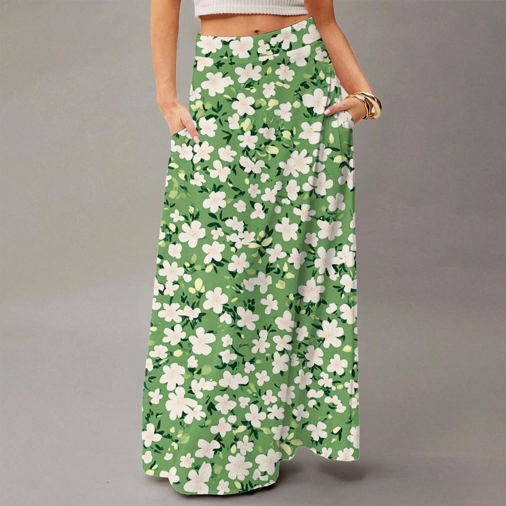 Женское летящее платье макси обычное повседневное летнее с цветочным принтом в богемном стиле юбка