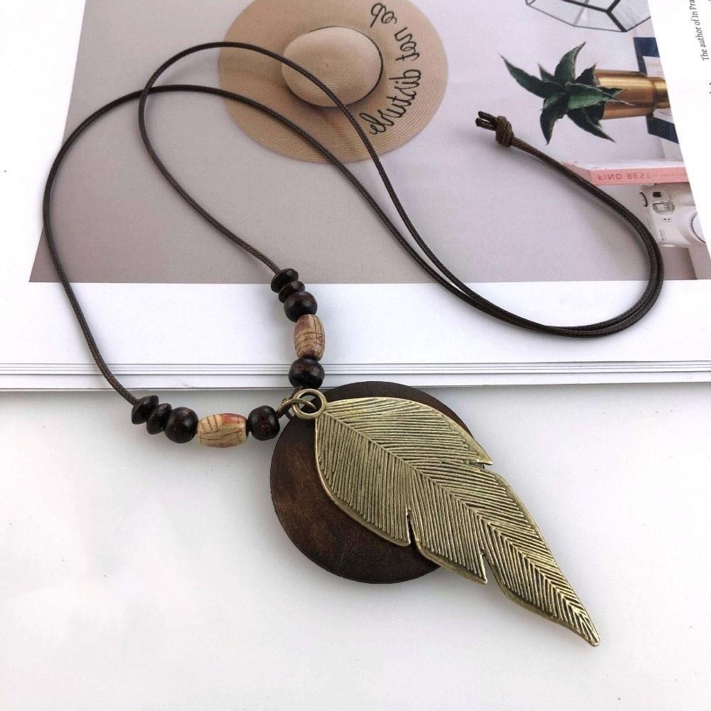 Бохо цепочка для свитера с полыми листьями, подвеска для одежды, винтажное ожерелье, подарки