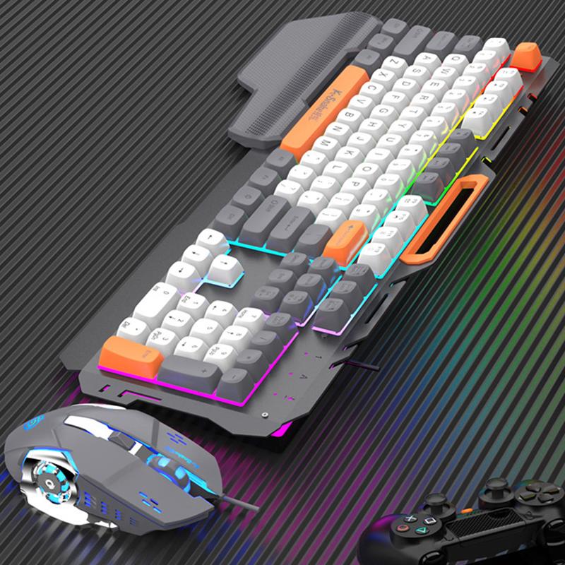 Игровая 108-клавишная проводная клавиатура и мышь, костюм с RGB-лампой для атмосферы, настольный компьютер, ноутбук, компьютер для киберспорта, игровой механический