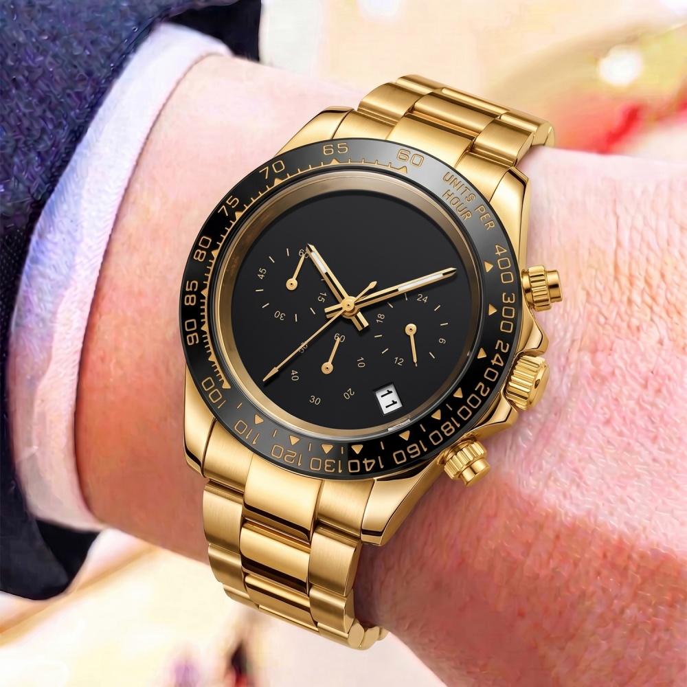 Multifunctional Men's Quartz Watch, Classic Punk Style, Steel Band, Waterproof, Calendar, Luminous, Men's Watch, Sports, Business, Casual Wristwatch