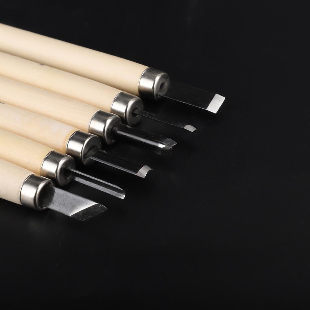 6pcs Wooden Handle Wood Carving Tool Steel Woodworking Tool Wood Carving Knife DIY Craft
