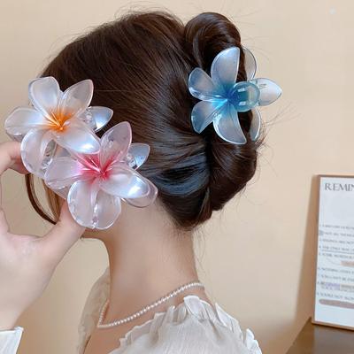 Новые праздничные женские заколки-клипсы Sweet Gradient Clip Plumeria wer Shape Barrettes Summer Girls Hair Accessories