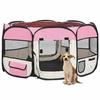 VidaXL Parc Pliable pour Chien avec Sac de Transport Rose 125x125x61 cm Enclos 171011