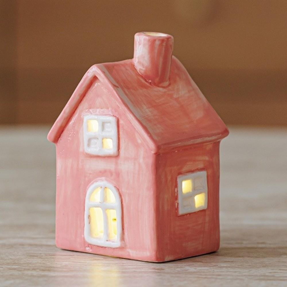 Warm Glow Village House Lamp LED Ceramic Desktop Ornament Cozy Christmas Night Light Home Desktop