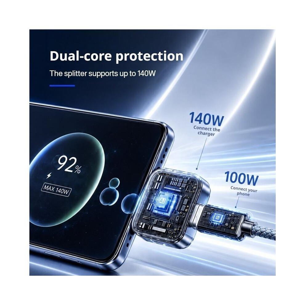 140W Full Charge Separator Type-C Charging Adapter Overcharge Protection Auto Power-Off for Type-C Devices