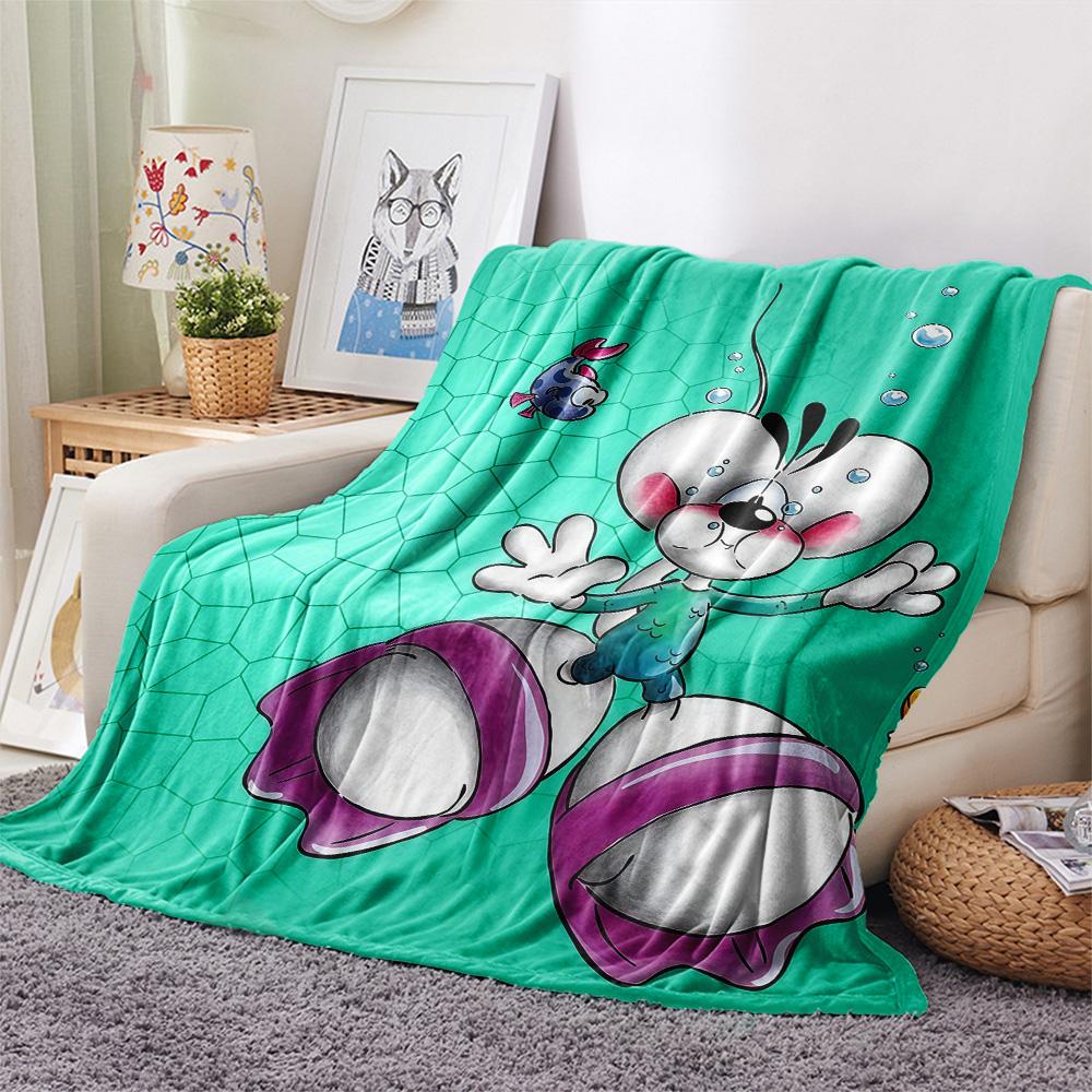 Diddl the Jumping Mouse Flannel Blanket, High quality Comfortable for All Seasons, Home Decor, Warmth and Comfort