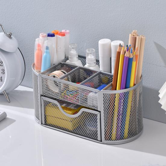 Practical Sliding Drawer Organized Large Capacity Nine Grids Office Stationery Box Office Supplies Pencil Storage Box