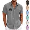 Men's Vintage Button Down Bowling Shirts Short Sleeve Summer Beach Shirt