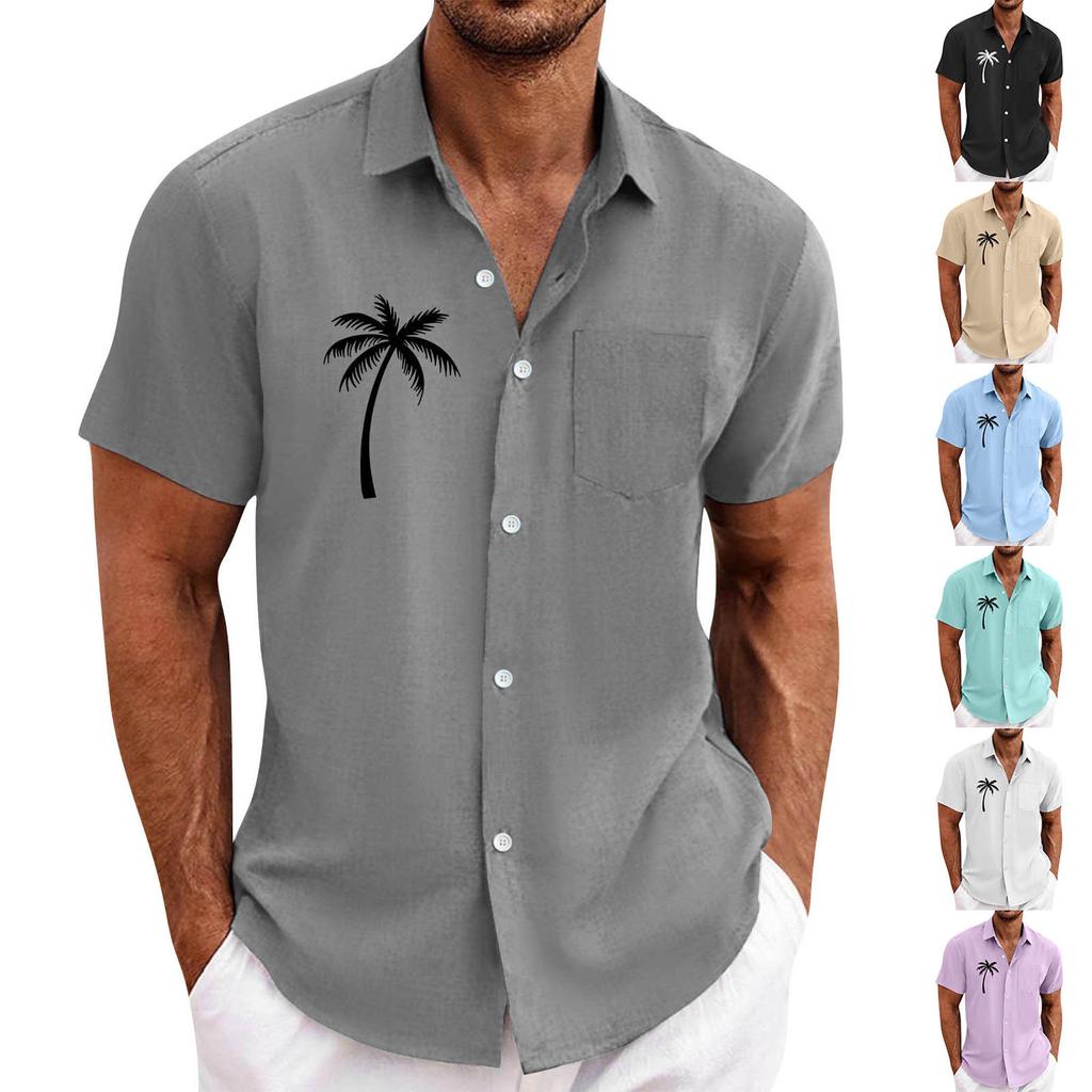 Мужские винтажные рубашки для боулинга на пуговицах с коротким рукавом, летняя пляжная рубашка