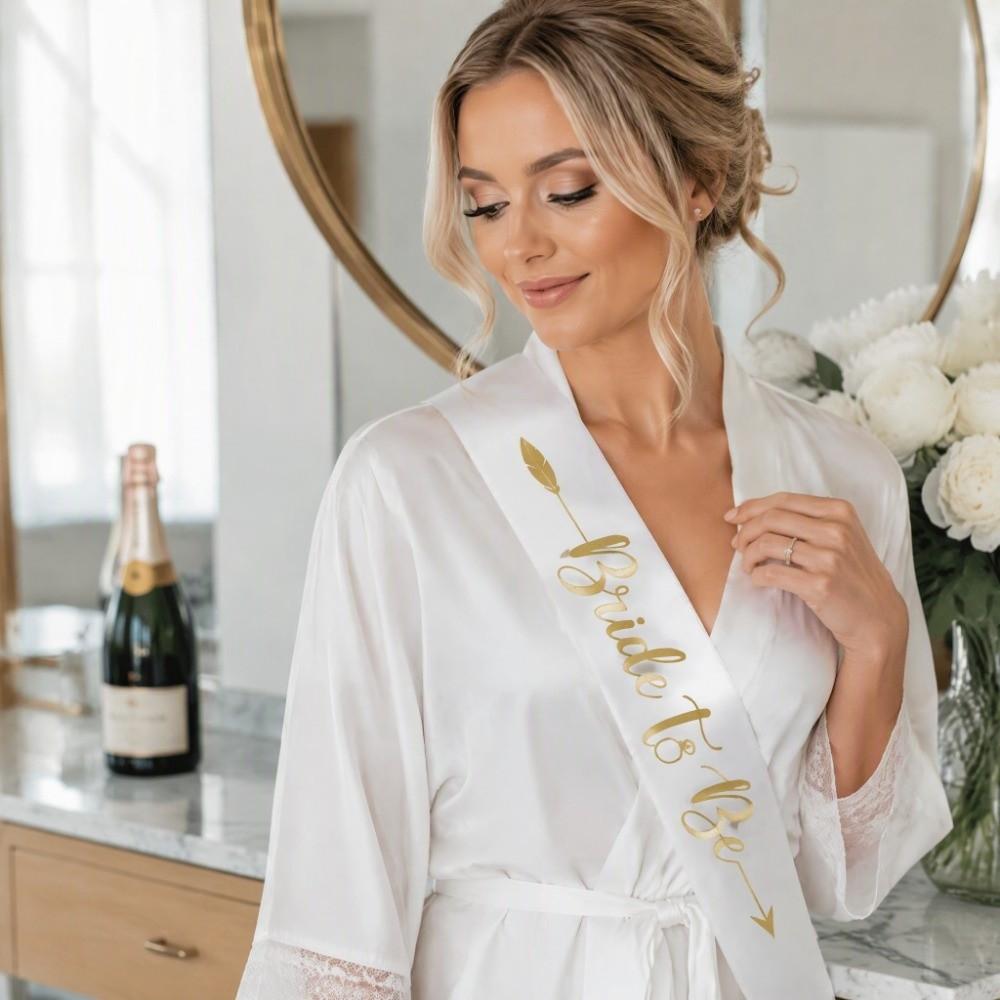 8Pcs Gold Letters Bridesmaid Sash Polyester Satin Bride To Be Sash Premium Sash Set Wedding Parties