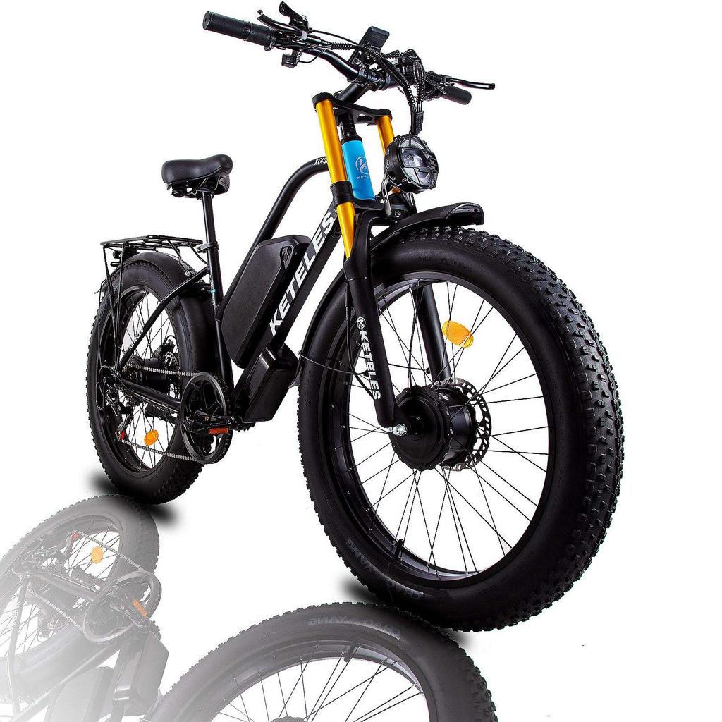 KETELES XF4000 Step-up off-road 2000W motor electric bike 26in fat tire Hydraulic brake crown front fork shock absorber 50-55km/h 80km range