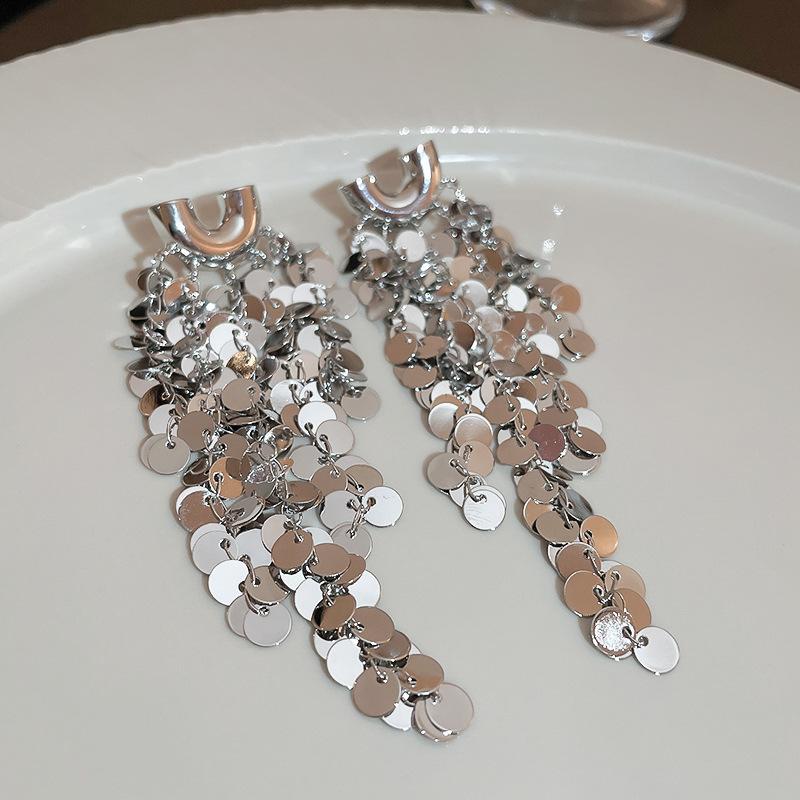 Женские серьги GemChic, классные серьги-гвоздики в форме буквы U, длинные серьги с блестками и кисточками, подарок на день рождения, Рождество