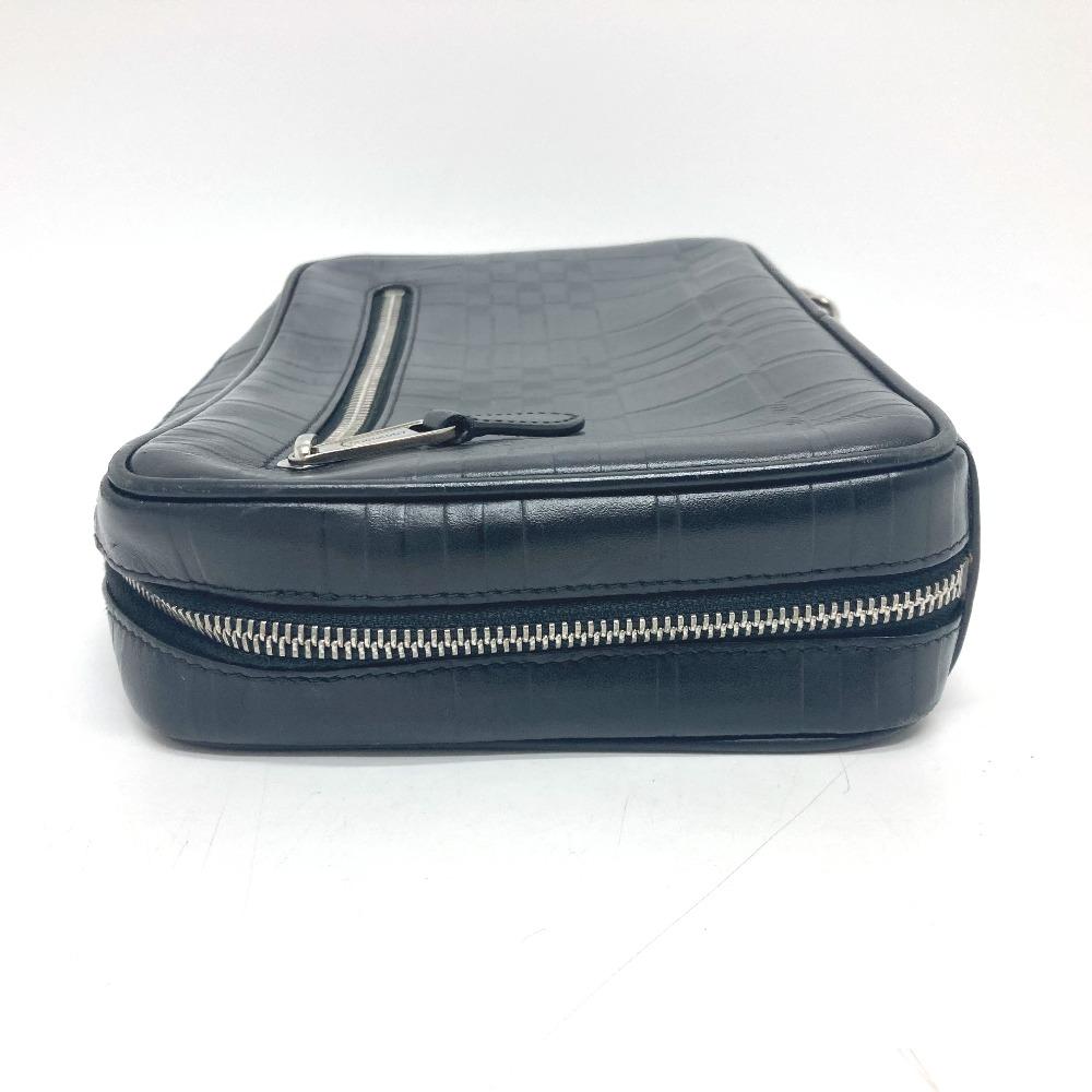 BURBERRY Check pattern Embossed Clutch Bag Pouch Black/SilverHardware