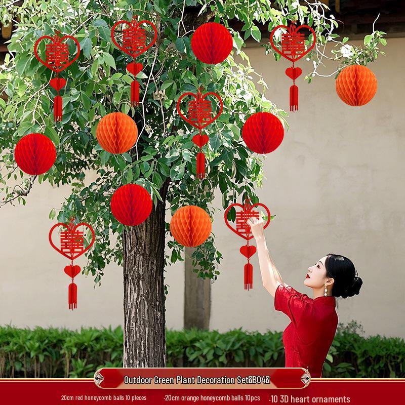 Подвесные фонари в деревенском стиле для украшения дерева - Свадебные и новогодние уличные украшения