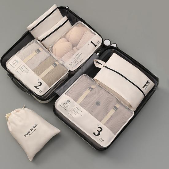 7Pcs Luggage Storage Bag Space-Saving Travel Bag Organizer Set Suitcase Packing Bag for Trips Outdoor
