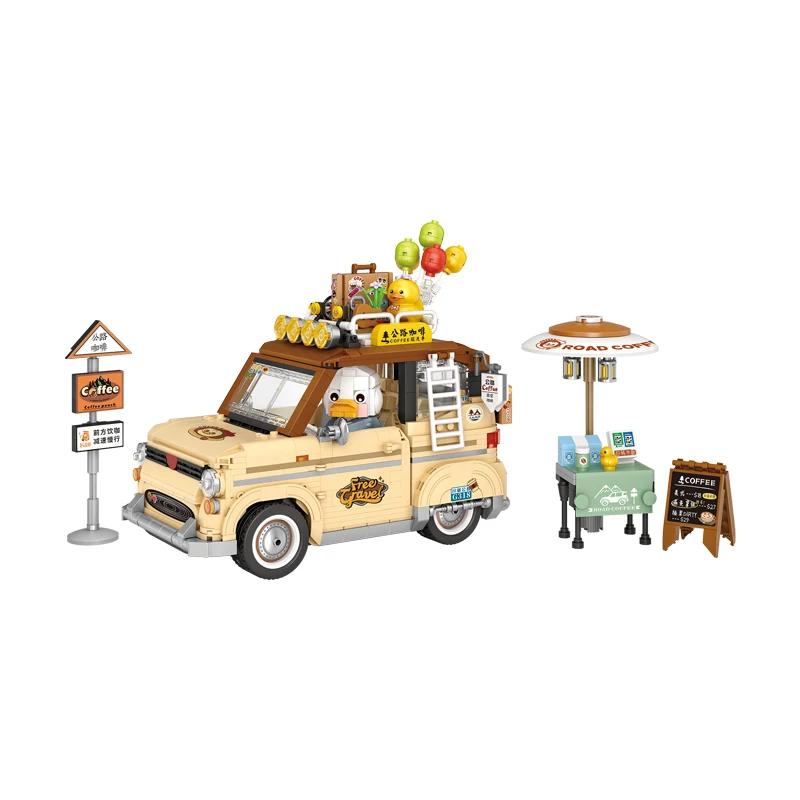 Mini Camping Picnicking Building Blocks MOC Barbecue Grill Camping Tent Coffee Truck Model Toy Bricks Children Birthday Gift
