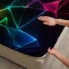 3pcs Geometric Pattern Flat Sheet 3D Printed Neon Colors Fitted Sheet Sets With Pillowcases No Filling Cool Visual For Teen Boys