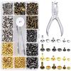 360Pcs 3 Sizes Leather Rivets Double-cap Rivet Tubular Metal Studs With 4 Fixing Set Tools For DIY Leather Craft