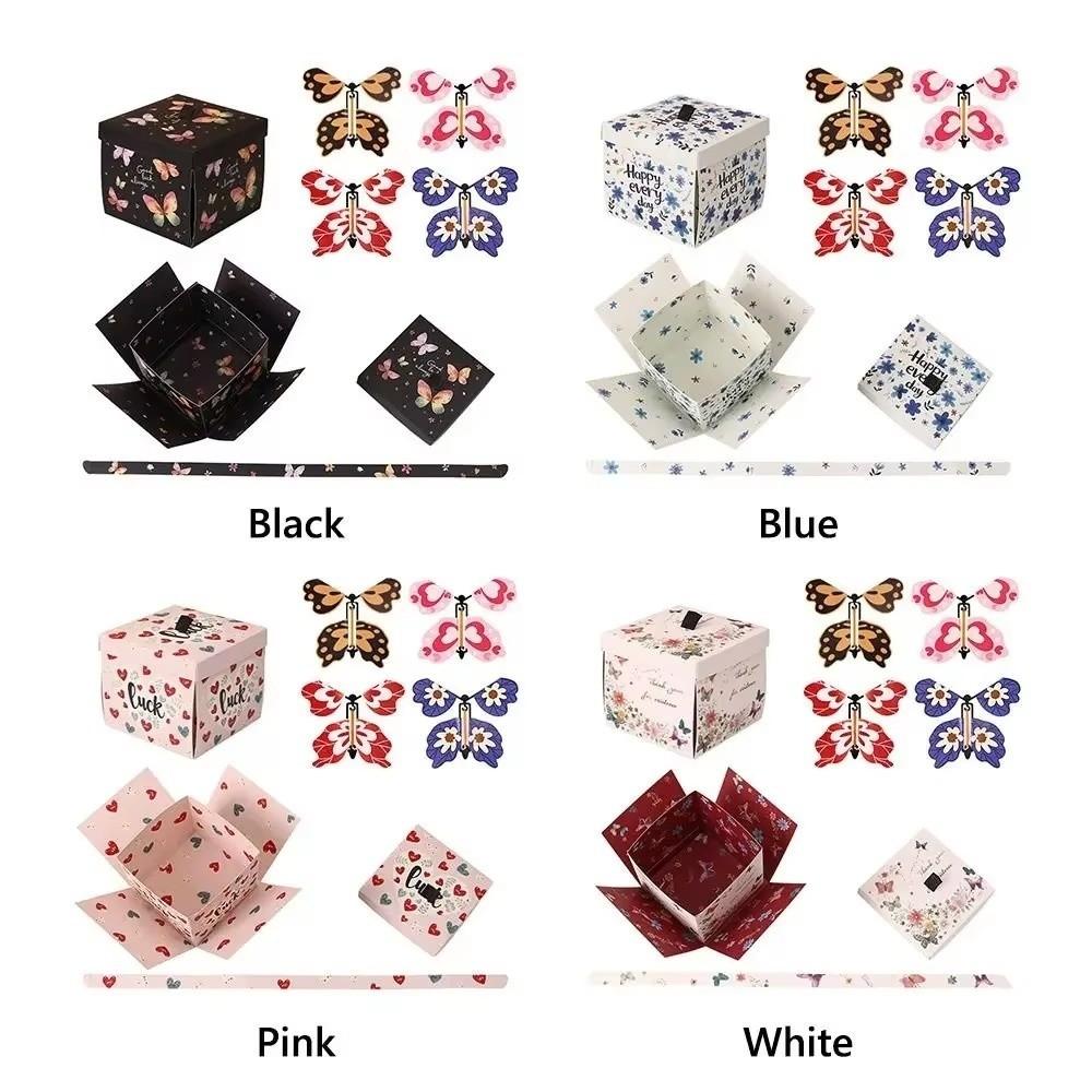 Multicolor Flying Butterfly Gift Box Paper Auto Expand Exploding Gift Box Wind Up Mechanism Novelty Present Box